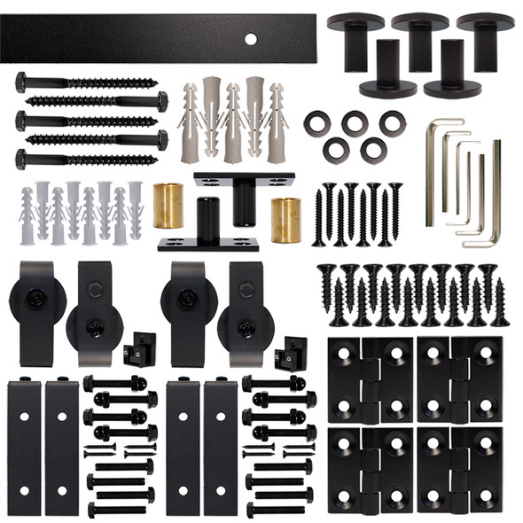 Bifold Barn Double Door Hardware Kit, Front Mount, with 5 ft. Rail Bifold Barn Double Door Hardware Kit, Front Mount, with 5 ft. Rail